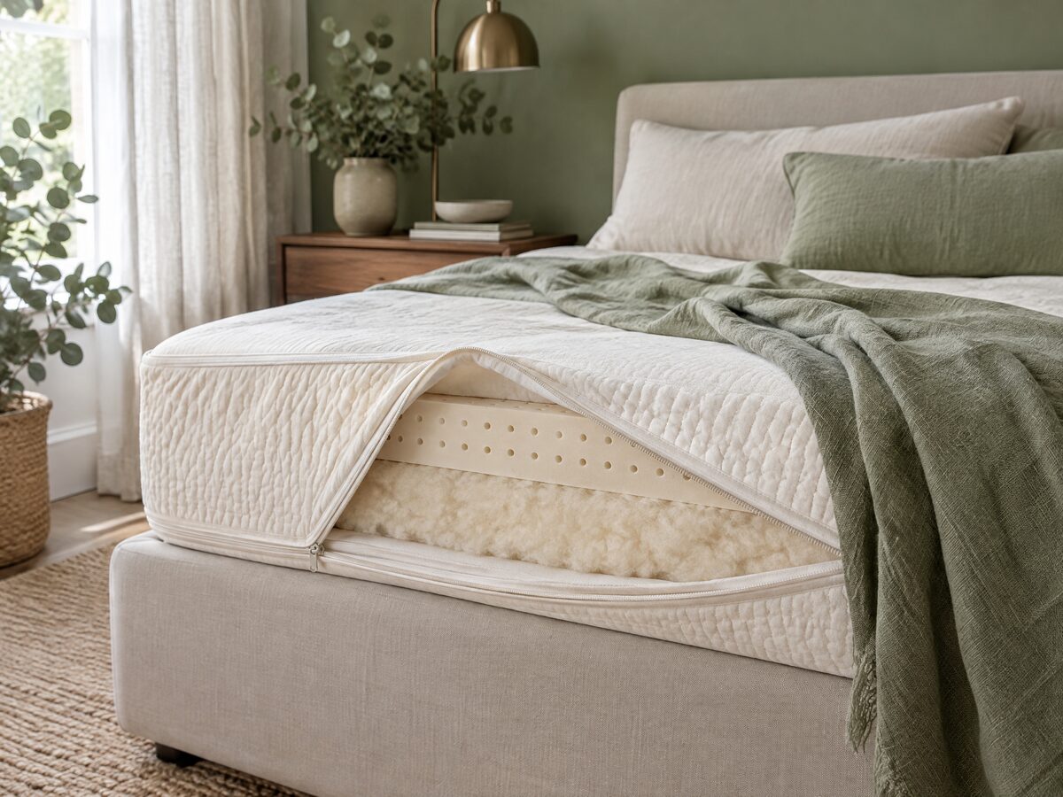 Organix Aria mattress with organic cotton cover folded back