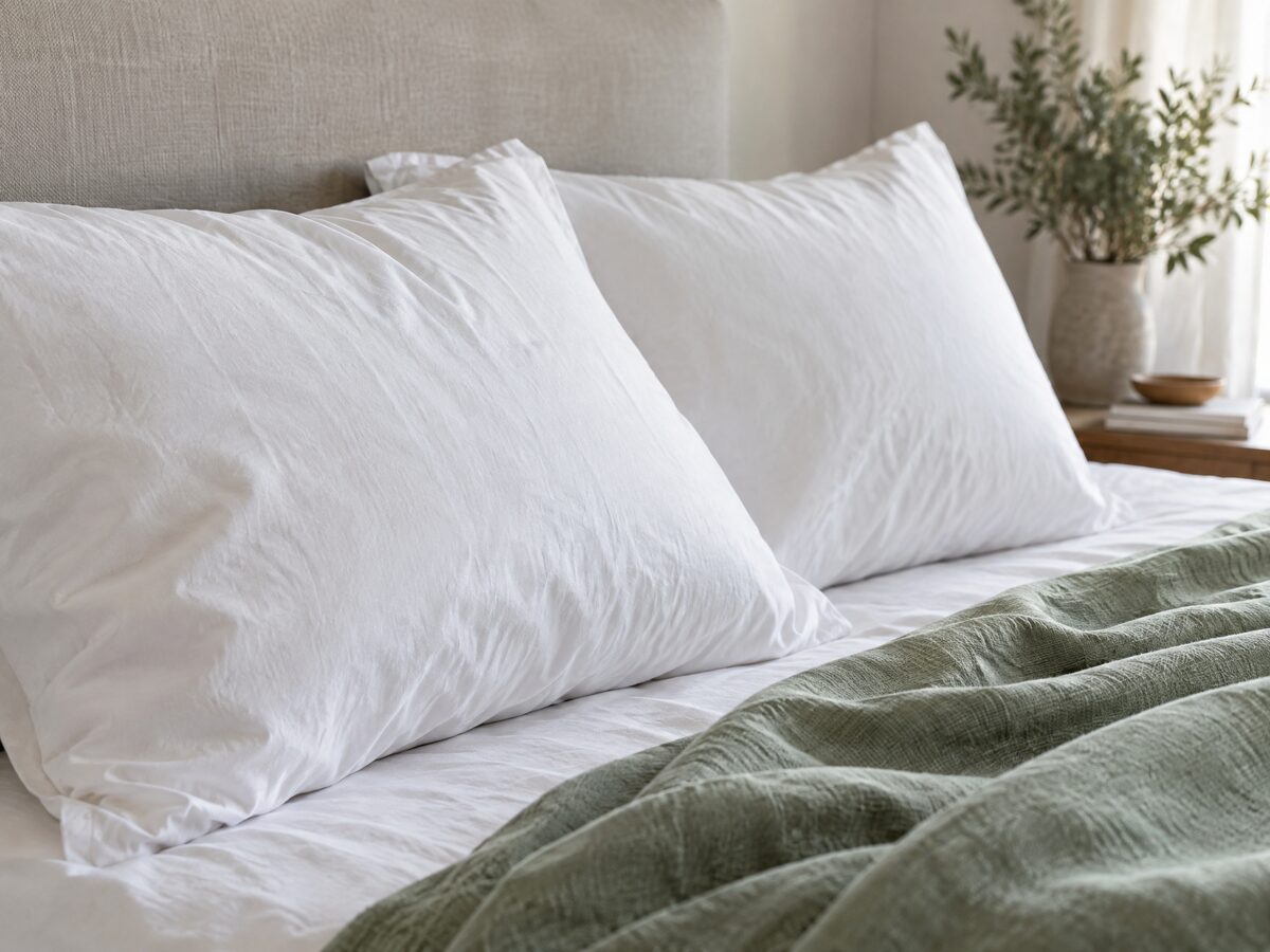 Stay On Pillowcases, One Bed OEKO-TEX certified long-staple cotton bedding